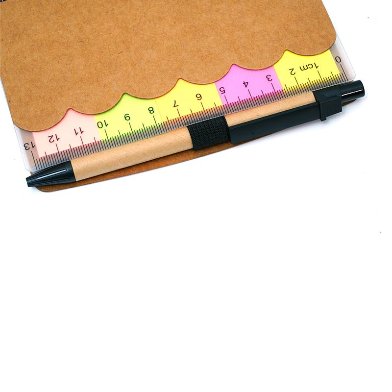 Customised Spiral Notebook With Recycled Cardboard Cover & Pen, Ruler, & Sticky Notes